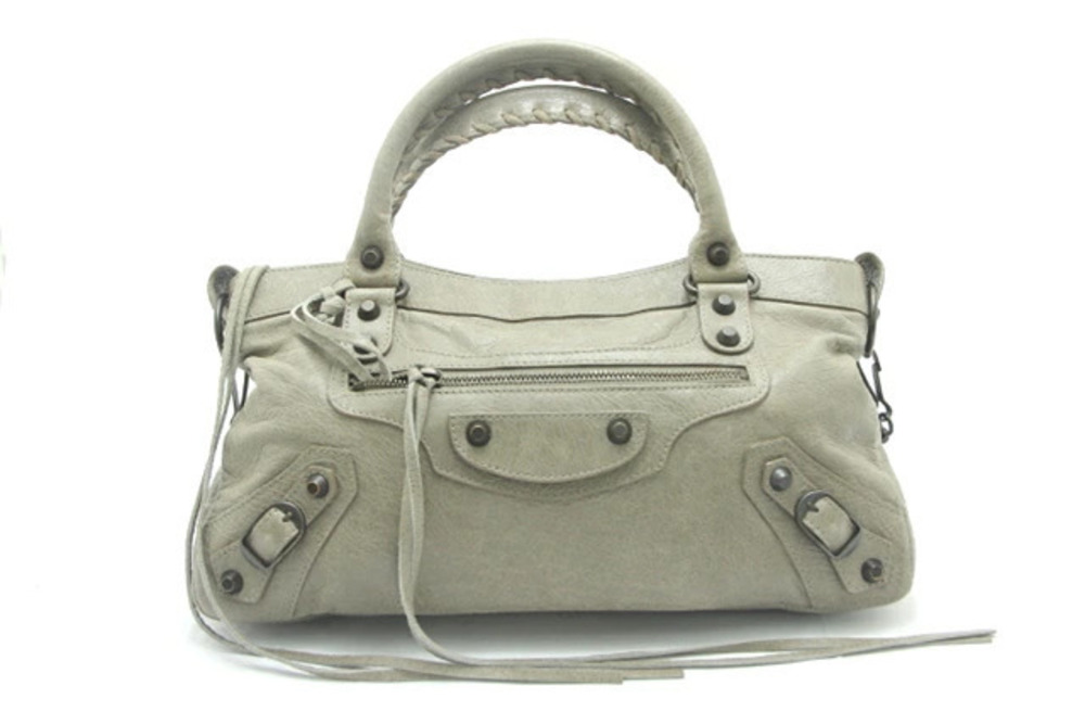 Balenciaga Handbag Leather Gray The First